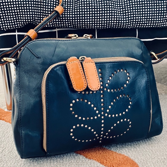 Orla Kiely Bags Orla Kiely London Cross Body Bag Navy Leather